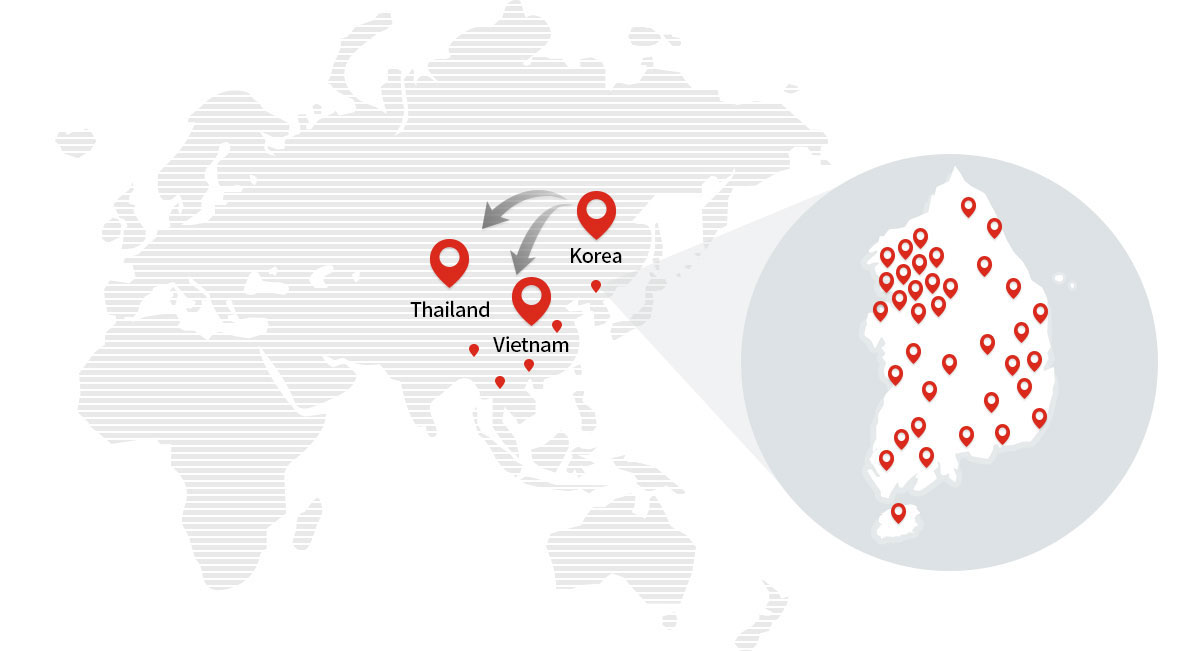 overseas branch map